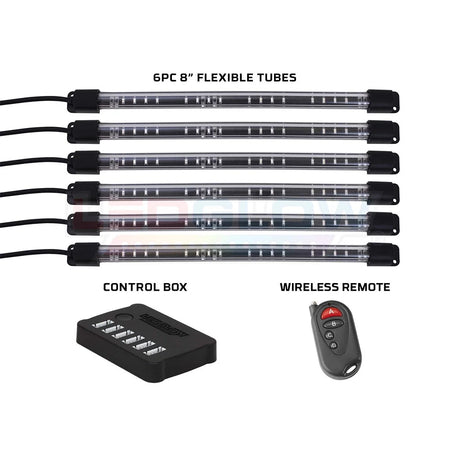 6-Piece Flexible LED Multi-Color Interior Underdash Lighting System