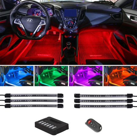 6-Piece Flexible LED Multi-Color Interior Underdash Lighting System