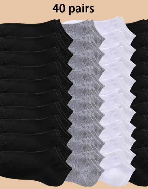 Load image into Gallery viewer, 10/20/40 Pairs of Solid Color Socks, Soft and Lightweight Ankle Socks, Casual Boat Socks, Low Cut Ankle Socks
