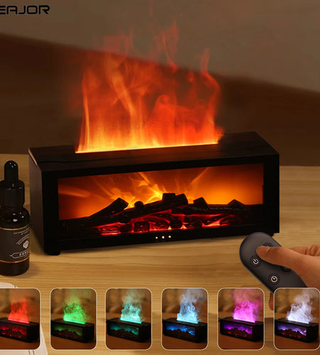 Aroma Humidifier Flame Essential Oil Diffuser Air Humidifier Aromatherapy Fragrance Diffuser with RGB Light and Remote Control