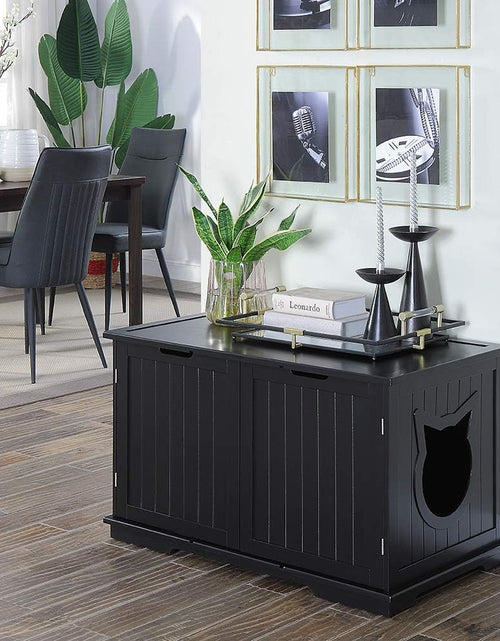 Load image into Gallery viewer, X-Large Designer Cat Washroom Storage Bench Cat Litter Box Enclosure Furniture Box House with Table, Big Enough for Automatic Litter Box or Two Litter Boxes.
