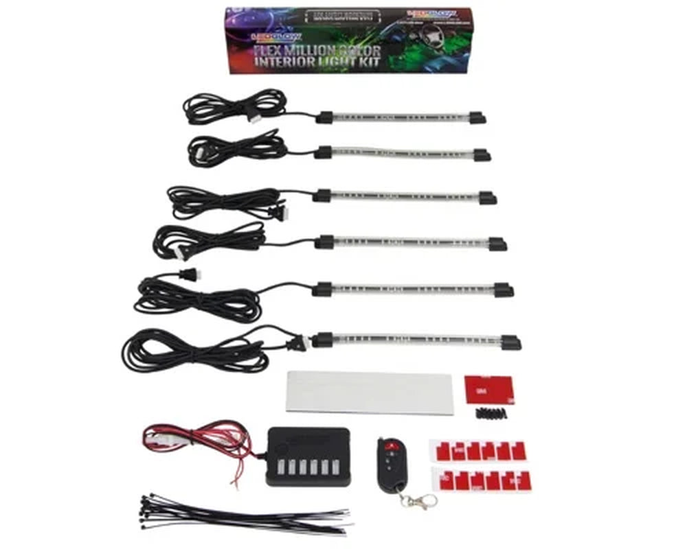 6-Piece Flexible LED Multi-Color Interior Underdash Lighting System
