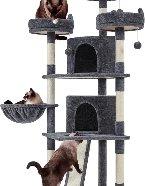 Load image into Gallery viewer, 68.5In Multi-Level Large Cat Condo with Sisal-Covered Platforms Scratching Board &amp; Scratching Posts, Cozy Perches, Stable Cat Tower/Tree Pet Play House, Dark Gray
