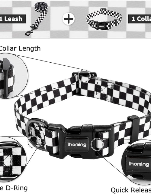 Load image into Gallery viewer, Dog Collar and Leash Set for Daily Outdoor Walking Running Training, Chess Board Design for Large Boys Girls Dogs Cats Pets, L-Up to 80LBS
