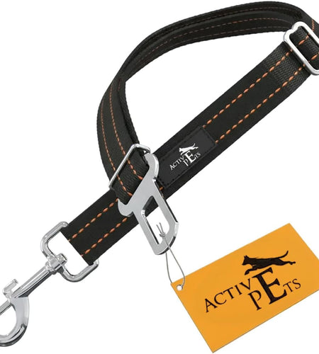 Orange Car Seat Belt for Dogs, Attaches to Harness & Collar, Adjustable 18" - 24" Travel Restraint System Fits Small - Large Pups for Safety & Comfort, Essential Pet Supplies & Accessories