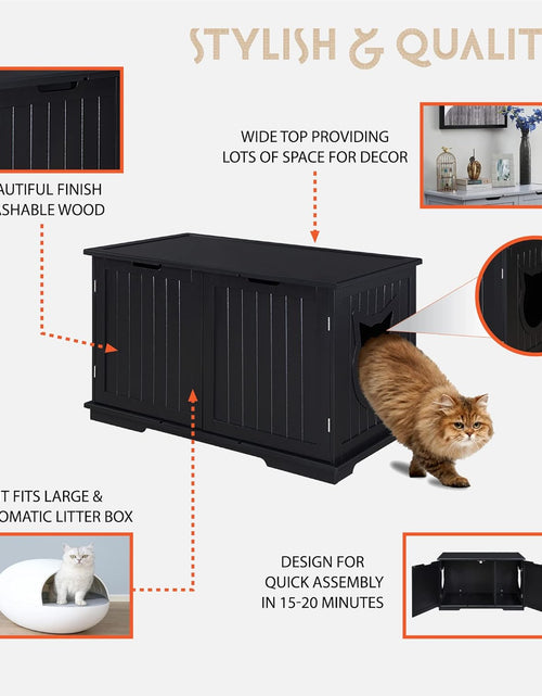 Load image into Gallery viewer, X-Large Designer Cat Washroom Storage Bench Cat Litter Box Enclosure Furniture Box House with Table, Big Enough for Automatic Litter Box or Two Litter Boxes.
