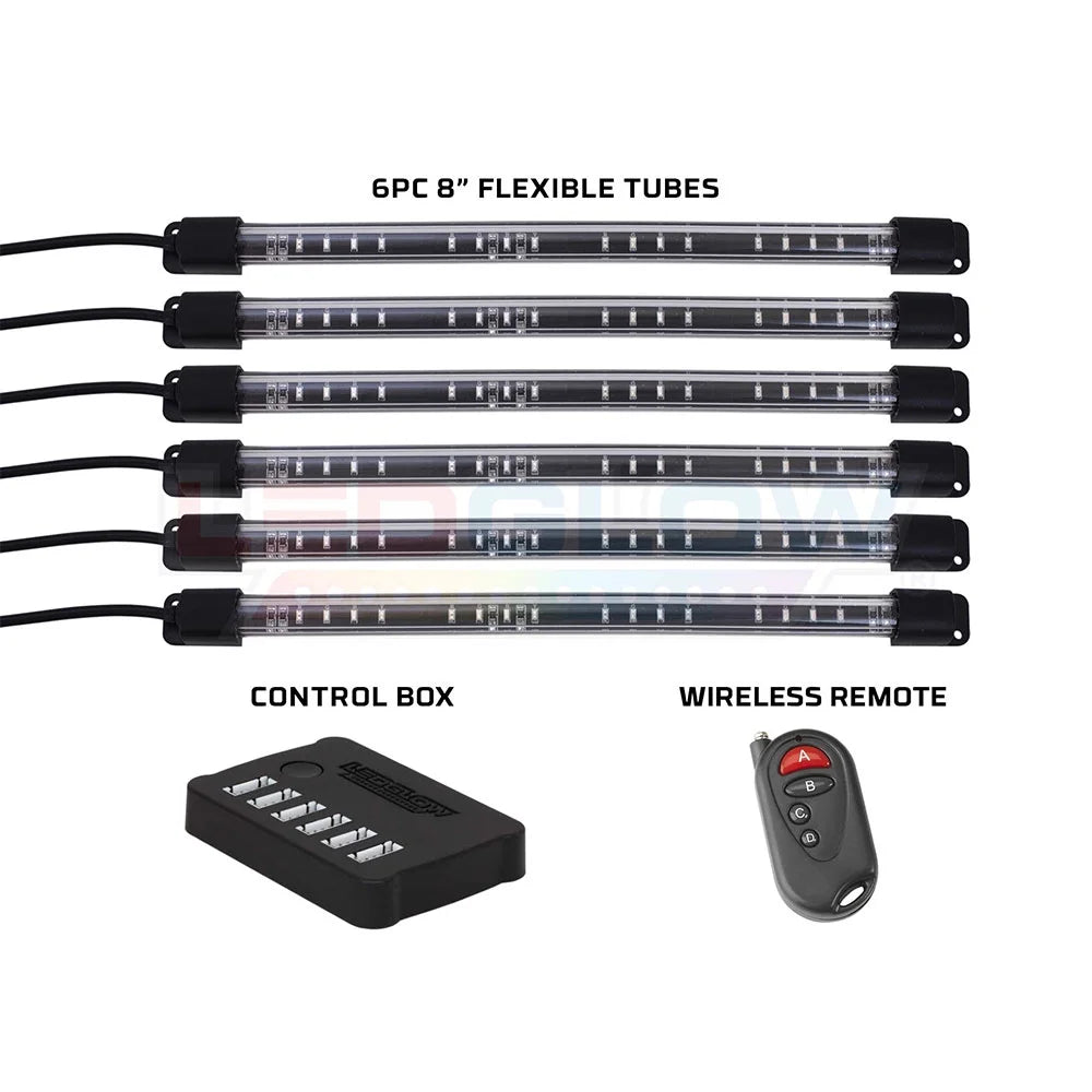 6-Piece Flexible LED Multi-Color Interior Underdash Lighting System