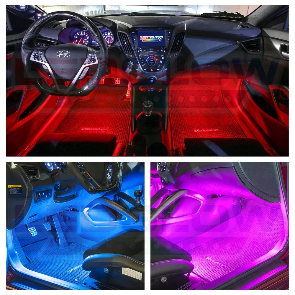 6-Piece Flexible LED Multi-Color Interior Underdash Lighting System