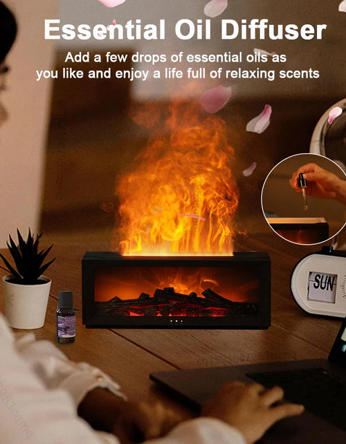 Load image into Gallery viewer, Aroma Humidifier Flame Essential Oil Diffuser Air Humidifier Aromatherapy Fragrance Diffuser with RGB Light and Remote Control
