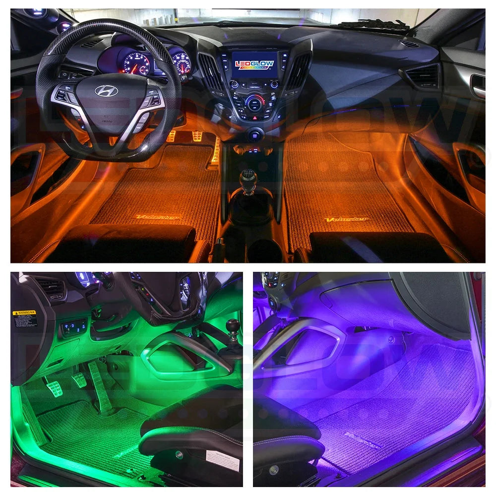 6-Piece Flexible LED Multi-Color Interior Underdash Lighting System