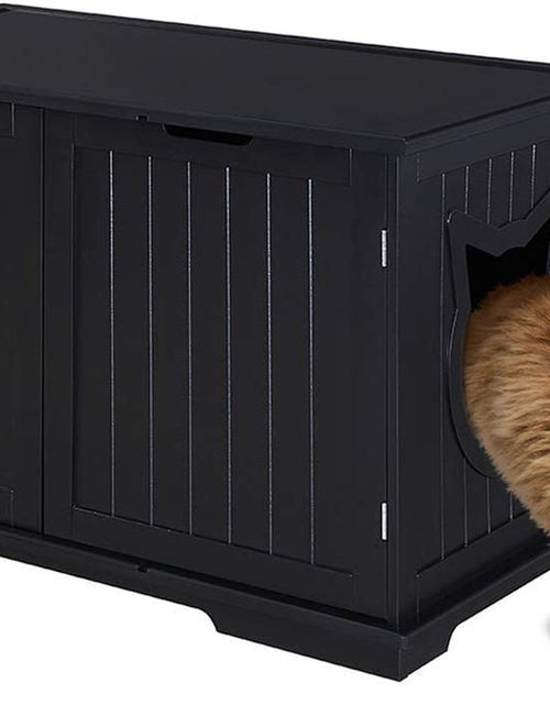 Load image into Gallery viewer, X-Large Designer Cat Washroom Storage Bench Cat Litter Box Enclosure Furniture Box House with Table, Big Enough for Automatic Litter Box or Two Litter Boxes.
