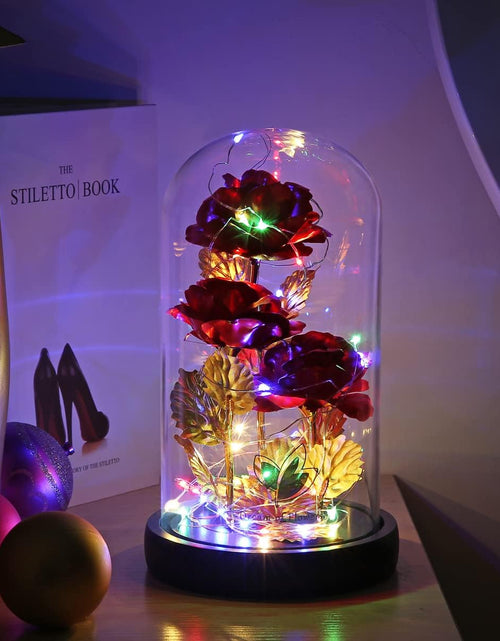 Load image into Gallery viewer, Valentines Day Rose Gifts for Her Galaxy Flower Rose in Glass Dome with 2 Light Modes,Enchanted Rose Light up Rose Valentines Anniversary Birthday Gifts for Wife Girlfriend Women Mom Best Friend Her
