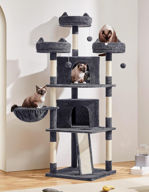 Load image into Gallery viewer, 68.5In Multi-Level Large Cat Condo with Sisal-Covered Platforms Scratching Board &amp; Scratching Posts, Cozy Perches, Stable Cat Tower/Tree Pet Play House, Dark Gray
