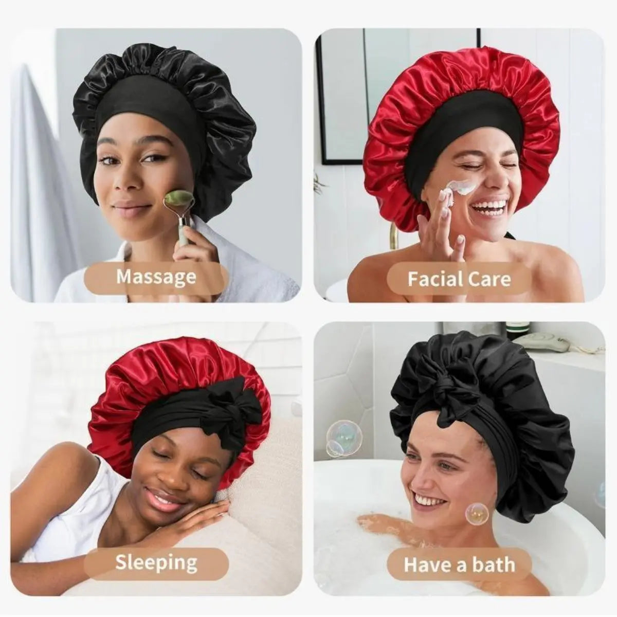 Silk-Like Satin Double-Layer Hair Cap