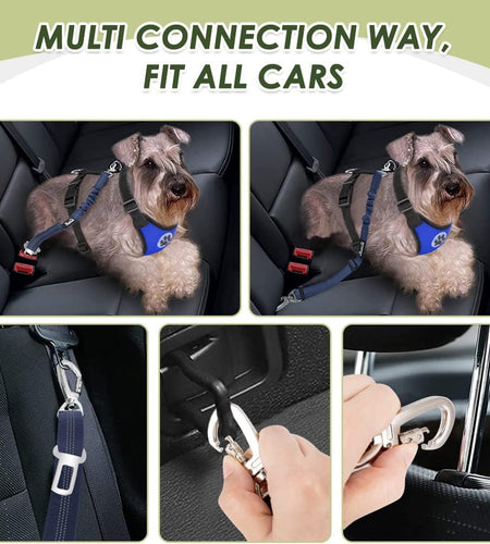 Dog Seat Belt for Car, Adjustable Dog Car Harness for Large Medium Small Dogs, Soft Padded & Breathable Mesh Dog Seatbelt with Car Strap and Carabiner (Blue,M)